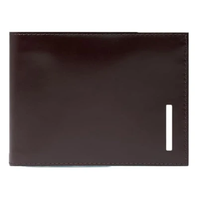 Afbeelding van PIQUADRO Leren Kaarthoes Blue Square Wallet Mahogany Donkerbruin