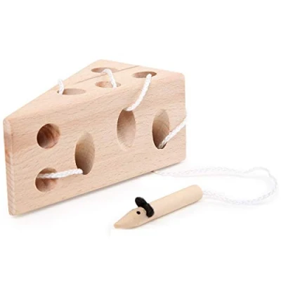 Afbeelding van Small Foot Kaas en Muis Houten Rijgspel
