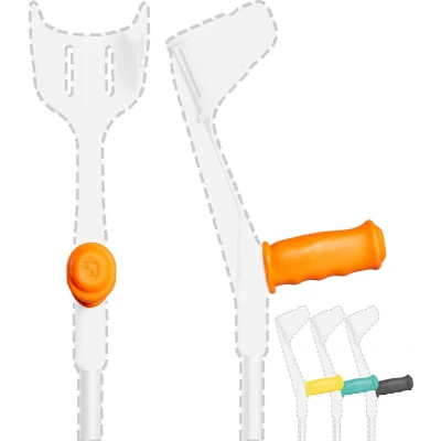Afbeelding van MySleeve Handvathoezen (2 stuks) met Gelkussen voor Krukken, voorkomt Vallende Krukken Handgrepen Pads, Cover NIET Anatomische 21x6,5x9 cm, oranje (excl. kruk)