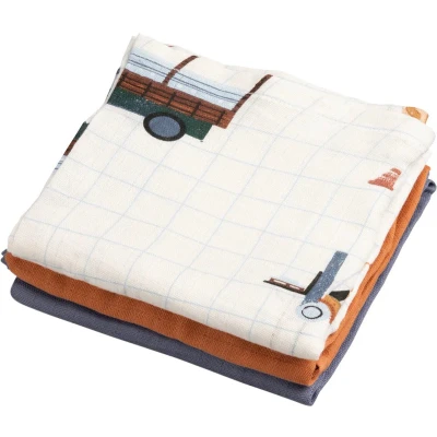 Afbeelding van Sebra Busy Builders Hydrofiel Handdoek 75x75 Set Van 3