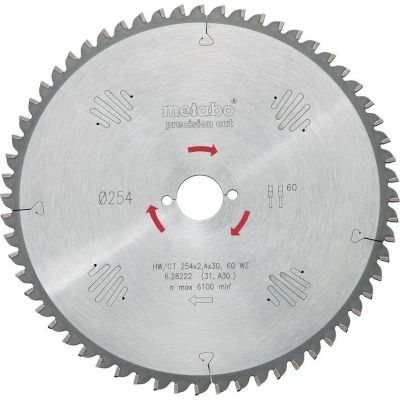 Afbeelding van Metabo 628221000 Hardmetalen cirkelzaagbladen power cut HW/CT 254x30 48 WZ