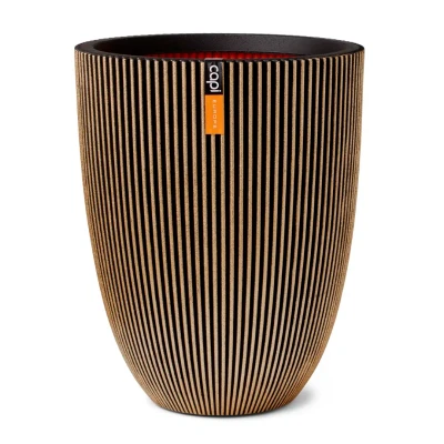 Afbeelding van Bloempot Groove elegant 34x46 cm zwart en goudkleurig