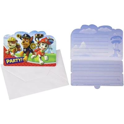 Afbeelding van amscan 999138 uitnodigingskaarten met thema Paw Patrol, 8 stuks