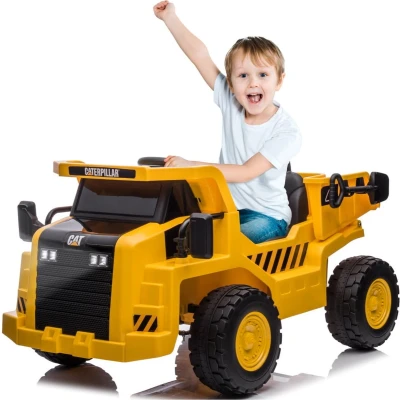 Afbeelding van Elektrische auto voor kinderen 3 tot 6 jaar, motorgeluid, claxon, achteruitrijden en vooruitversnelling (geel)