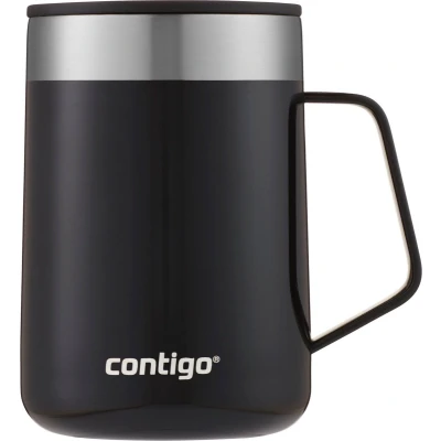 Afbeelding van Contingo Streeterville Desk Mug, geïsoleerde roestvrij stalen thermoskoffiebeker met handgreep en deksel, houdt koffie thee tot 5 uur warm, ideaal voor zowel kantoor als thuis, 410 ml Licorice