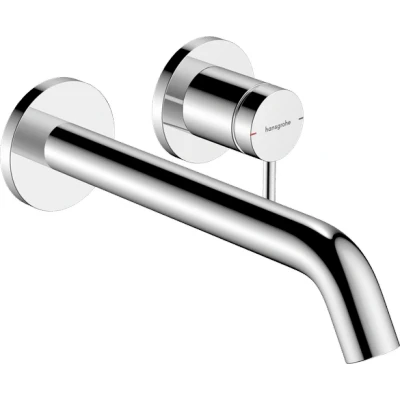 Afbeelding van hansgrohe Tecturis S ééngreeps wastafelkraan inbouw voor wandmontage, met uitloop 22,5 cm chroom