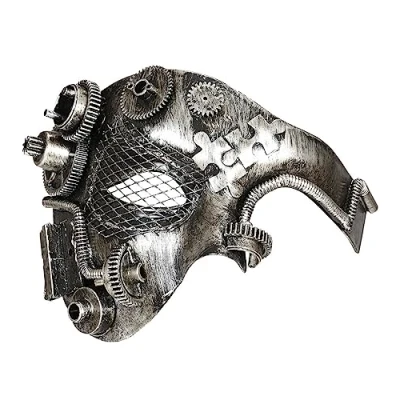 Afbeelding van Widmann Steampunk Kostuum Halfgezichtmasker Steampunk, Zilver Mechanica Carnavalskleding Verkleedkleding