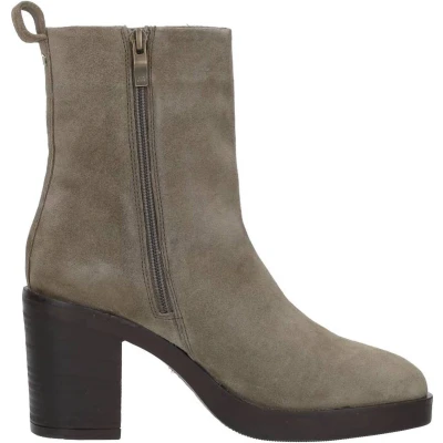 Afbeelding van Maruti Enkellaarsjes met plateauzool, Dames, Maat: 41, Taupe metallic bronze Veloursleer