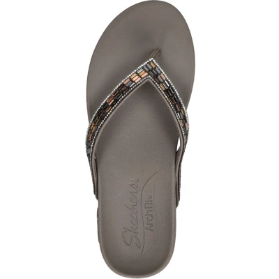 Afbeelding van Skechers Arch Fit Meditation Teenslippers taupe Maat 43