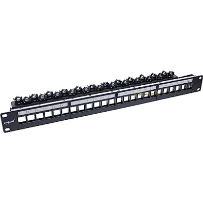 Afbeelding van InLine® Keystone RAL9005 patchpaneel, 24 vakken, 19 inch, 1U, zwart