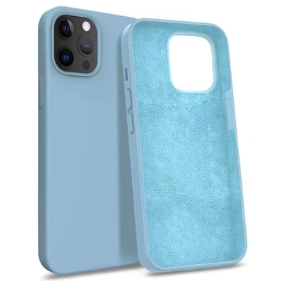Afbeelding van MyGadget Siliconen beschermhoes compatibel met Apple iPhone 12/12 Pro harde schaal, schokbestendig, microfiber binnenvoering, lichtblauw