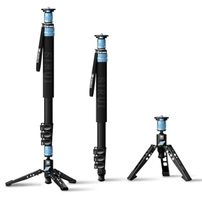 Afbeelding van SIRUI AM 404FL Monopod met poten, 190 cm aluminium monopod, innovatief ontwerp snelsluiting, 360 panorama, 4 secties, maximale belasting 12 kg