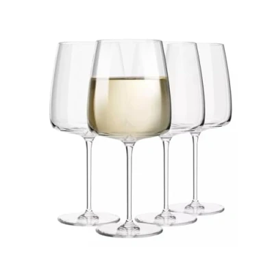 Afbeelding van Krosno Witte wijnglazen, set van 4, 480 ml, moderne collectie, drinkglazen, huwelijkscadeau, perfect voor thuis, restaurants en keuken, vaatwasmachinebestendig