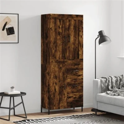 Image de vidaXL Buffet haut Chêne fumé 69,5x34x180 cm Bois d&#039;ingénierie3198574