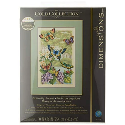 Afbeelding van Dimensions Gold Collection Butterfly Forest borduren (pakket)