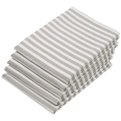 Afbeelding van Set van 5 gestreepte theedoeken, 50x70 cm, grijs wit gestreept