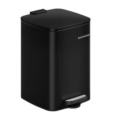 Afbeelding van SONGMICS Afvalemmer voor de keuken, afvalbak 20 l, pedaalemmer van staal, met binnenemmer, zachte sluiting en opening, inktzwart LTB592B02