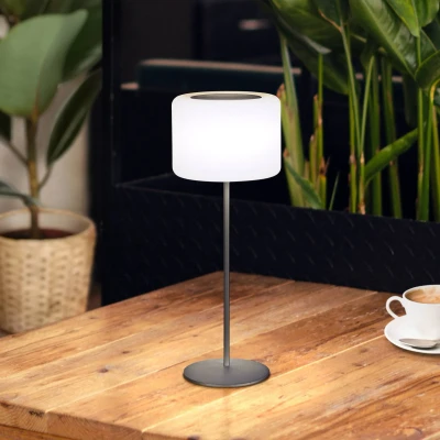 Afbeelding van Solar LED accu tafellamp Pino, zandzwart