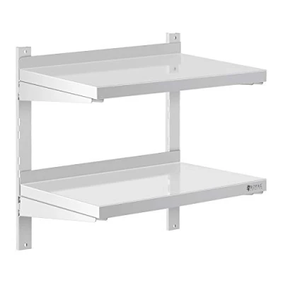 Afbeelding van Royal Catering Wandrek van roestvrij staal 2 planken 60 x 40 cm