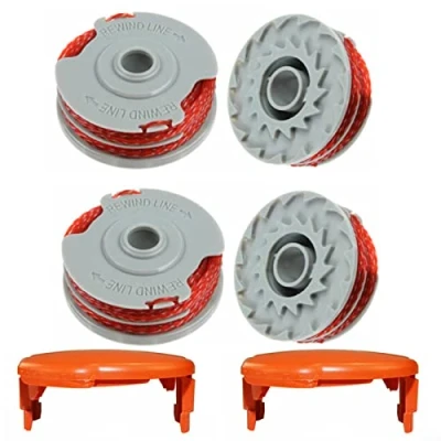 Afbeelding van Set van 4 bosmaaierspoelen en 2 doppen voor Flymo Contour, Contour XT, 500, 500 Power Plus, 500XT, 700