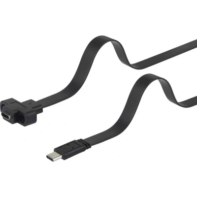 Afbeelding van Renkforce USB kabel 3.2 Gen1 (USB 3.0 / 3.1 Gen1) C stekker, bus 0.50 m Zwart Schroefbaar, Zeer flexibel RF 3415026