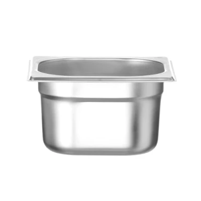 Afbeelding van HENDI Gastronorm bak, GN 1/6, hittebestendigheid 40 C tot 300 C, te gebruiken in convectieovens, koelkasten, waterbaden, chafing schijven, 1,6 l, 176 x 162 100 mm, roestvrij staal