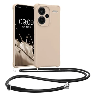 Afbeelding van kwmobile telefoonhoesjegeschikt voor Xiaomi Redmi Note 13 Pro+ 5G / Pro Plus Hoesje van siliconen met telefoonkoord In crème