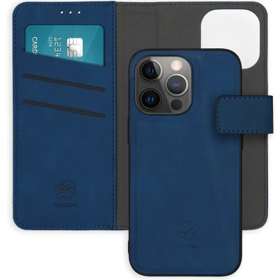 Afbeelding van iMoshion Hoesje Geschikt voor iPhone 13 Pro Met Pasjeshouder Uitneembare 2 in 1 Luxe Bookcase Blauw