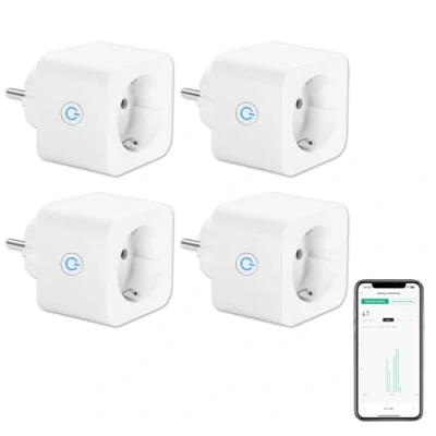 Afbeelding van ANTELA WLAN stopcontact, 16 A, 3680 W, meting van het stroomverbruik, intelligent stopcontact (type F), compatibel met Alexa, Google Home, afstandsbediening, spraakbediening, tijdfunctie, 4 stuks