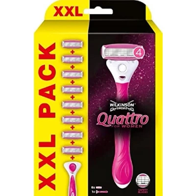 Image de WILKINSON SWORD Quattro For Women Smooth Glide Manche de rasoir + 8 recharges lames
