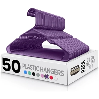 Afbeelding van Utopia Home 50 stuks witte kunststof kleerhangers ruimtebesparende tandhangers duurzaam en dun schoudergroeven