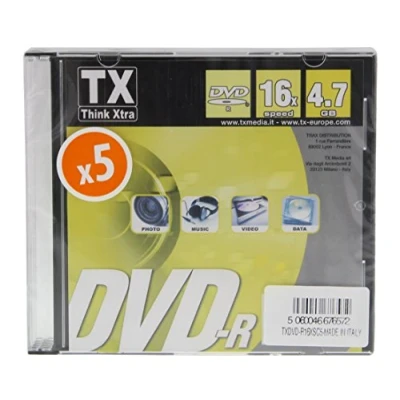 Afbeelding van TX 5 x DVD R 4.7 GB (120 min.) 16x slim jewel case