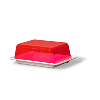Afbeelding van Kimmel plastic botervloot, wit/transparant rood
