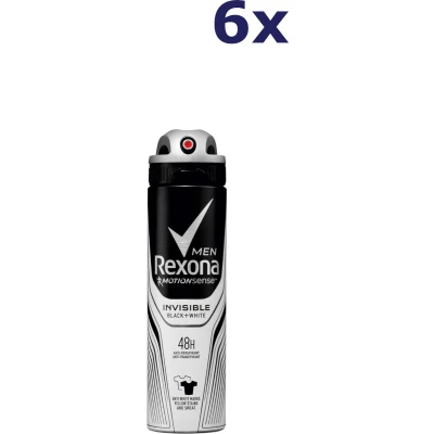 Afbeelding van Rexona Deospray Men Invisible Black + White 150 ml. 6 x Voordeelpak