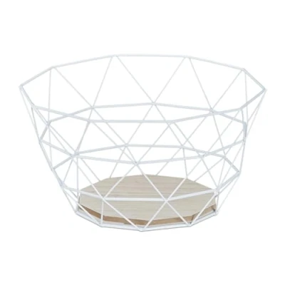 Afbeelding van Relaxdays metalen fruitschaal draad 28 cm fruitmand modern broodmand mandje wit