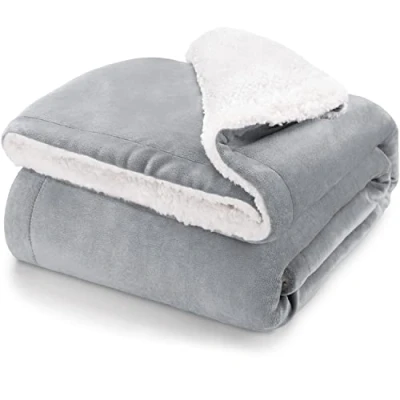 Afbeelding van Blumtal Fleecedeken 230 x 270 cm grijs deken Sherpa plaid hoogwaardige kwaliteit zacht warm wollig