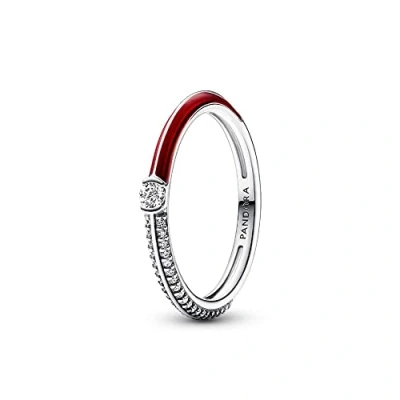 Afbeelding van Pandora ME Pavé en rode ring van Sterling zilver met heldere Zirkonia rood email, zilver,