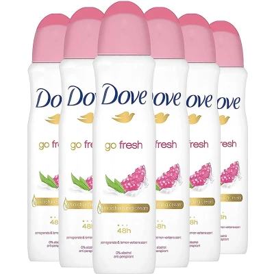 Afbeelding van Dove Go Fresh Pomegranate &amp; Lemon Verbena Women 6 x 150 ml Deodorant Spray Voordeelverpakking