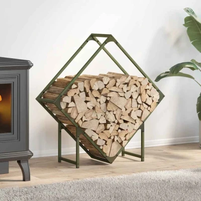 Afbeelding van Brandhoutrek 80x25x80 cm koudgewalst staal olijfgroen