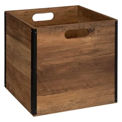 Afbeelding van Opbergmand/kastmand 29 liter donker bruin van hout 31 x cm Opbergboxen Vakkenkast manden