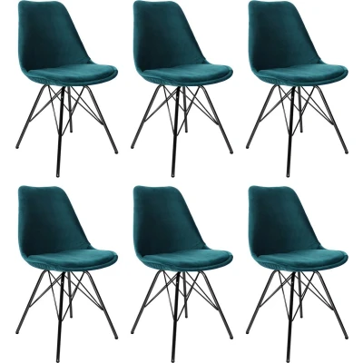 Afbeelding van Kick kuipstoel Velvet blauw zwart frame set van 6