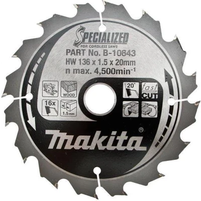 Afbeelding van Makita B 10643 Specialized Cirkelzaagblad 136 x 20 16T Hout