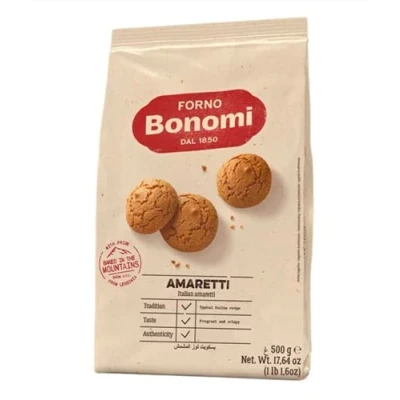 Afbeelding van Forno Bonomi Amaretti koekjes 500 g amandelsmaak Italiaanse handgemaakt