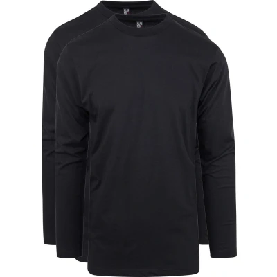 Afbeelding van Alan Red T Shirt Virginia Zwart Longsleeve 2 pack maat XL Heren Basic met Regular fit Pasvorm Katoen