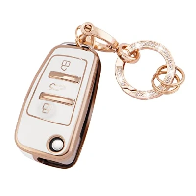 Afbeelding van Koaudb Audi autosleutel integraal hoesje met sleutelkoord, 3 knoppen zacht TPU beschermhoes compatibel A1 A3 A4 A6 A8 Quattro Q2 Q3 Q7 S3 S6 RS3 RS6 R8 TT TTS (Ad 3)