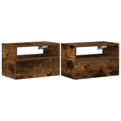 Afbeelding van vidaXL Nachtkastjes 2 st wandgemonteerd 45x26x28,5 cm gerookt eiken
