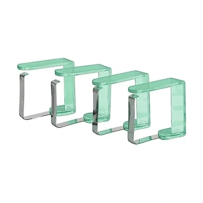 Afbeelding van PARENCE Set van 4 tafelkleedklemmen tafelkleedclips staal en duurzaam kunststof, antislip, clips metaal, kunststof transparant