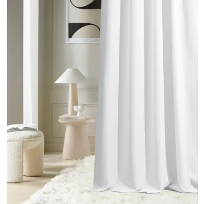 Image de ROOM99 Aura Rideau avec galon fronceur 140 x 250 cm (l H) coulissant Décoration moderne Pour salon, chambre à coucher Blanc