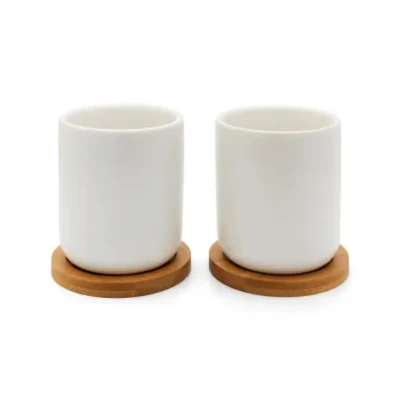 Afbeelding van Bredemeijer Tea mug Umea 200ml white with coaster