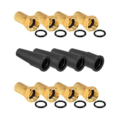Afbeelding van HB Digital 8 x F connector 7 mm brede moer verguld + 4 rubberen ogen HQ voor coaxiale antennekabel satellietsystemen BK
